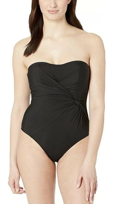 NWT JETS SWIMWEAR AUSTRALIA Jetset Black Bandeau One Piece Swimsuit Women Size 4 JETS SWIMWEAR AUSTRALIA