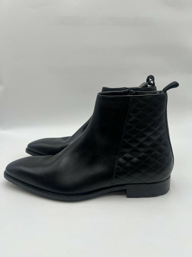 Mezlan 1968 Black Leather Quilted Chelsea Ankle Boots Side Zip Size 12