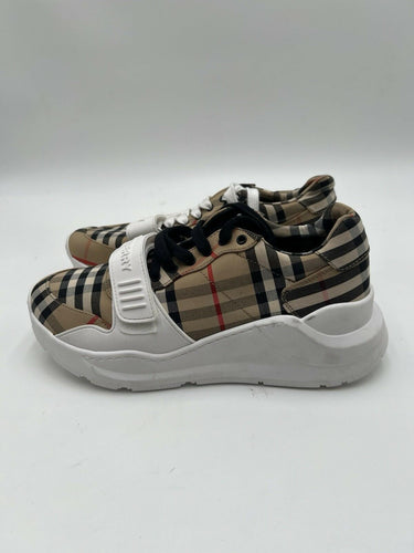 Women’s Burberry Regis Vintage Check Low Top Lace Up sneakers Size 38