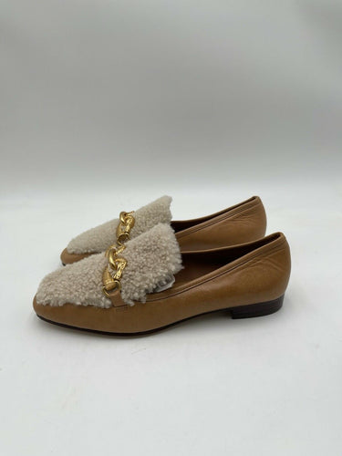 Tory Burch Women's Jessa Shearling Loafers in Caramel Corn Size 6M