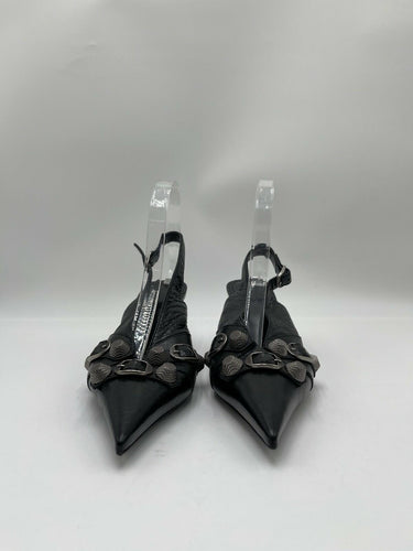 Balenciaga Cagole 70mm slingback pumps in black Leather Size 37