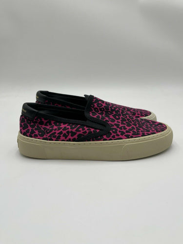 Saint Laurent Venice leopard-print laceless sneakers in pink canvas Size 36.5 Saint Laurent