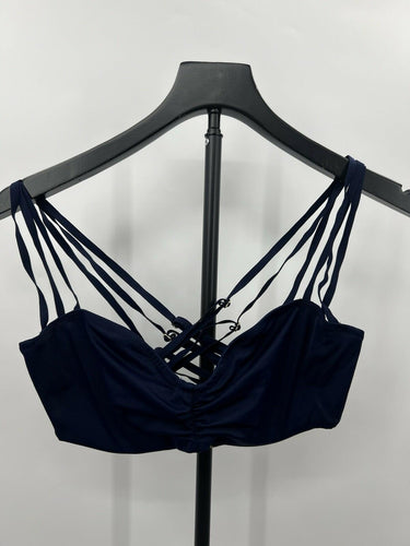 L'Agent Bikini Top Navy Blue Strappy Underwire Push Up L L,agency