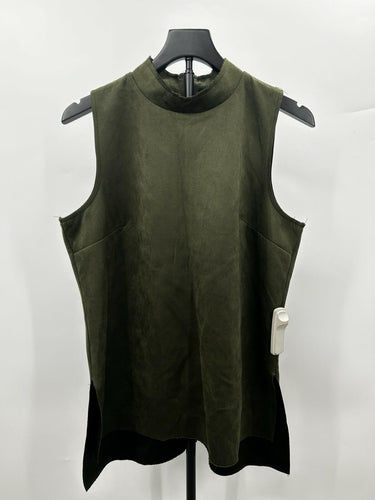 Vince Camuto Woman’s dark green mock neck faux-suede tunic top Size M Vince Camuto