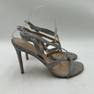 Badgley Mischka Clarisa crystal-embellished satin wedge sandals Size 8 Badgley Mischka