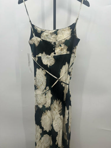 Flynn Skye Midi Dress Black White Peony Floral Lace Up Back Slip Dress NWT L Flynn Skye