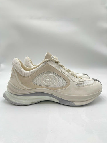 GUCCI Run GG White/Beige Leather Low Top Sneakers UK Size 6 Gucci