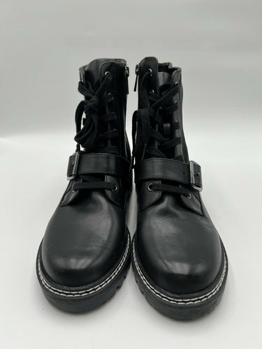 BCBG Generation Black Leather Combat Moto Boots Size 9
