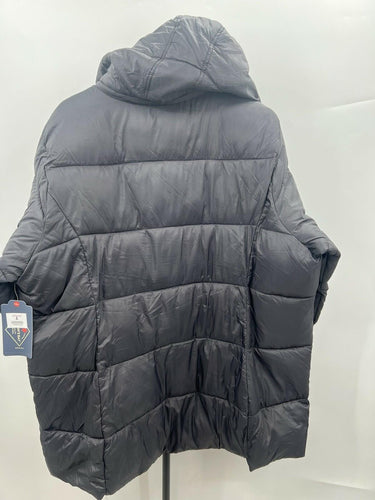 St Johns Bay Puffer Jacket Womens Black Hooded Zip Pockets NWT 2X St. John's Bay