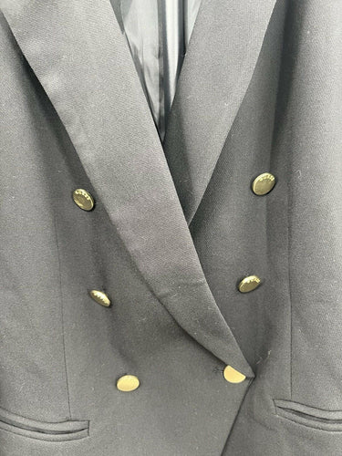 Guess Blazer Womens Black Double Breasted Gold Button Work Career Jacket M