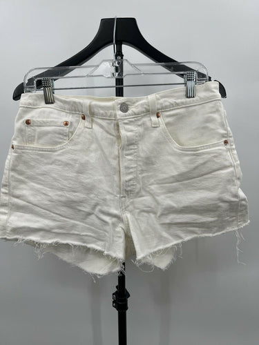 Levi's 501 Shorts White Denim Cutoff Frayed Hem High Rise Short Womens Size W30 Levi's