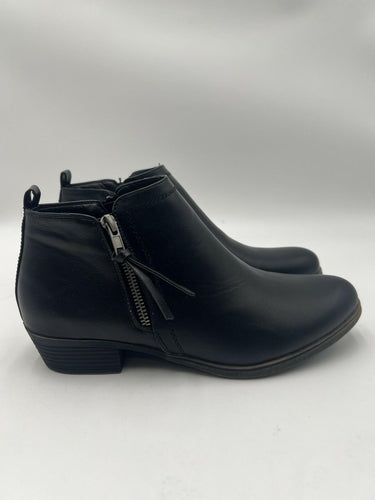 Sugar Truffle Black Faux Leather Double Zipper Ankle Boots Womens 8.5 Sugar