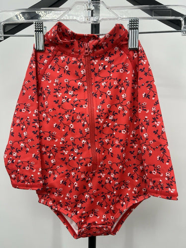 Janie and Jack Baby Rashguard Swimsuit Red Floral Long Sleeve 6-12M Janie and Jack