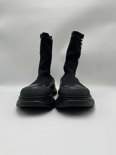 Alexander McQueen Men's Graffiti Ribbed Knit Tread Slick Boots Size 42 Alexander McQueen