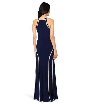 Xscape Halter Dress Navy/Nude 12 Xscape