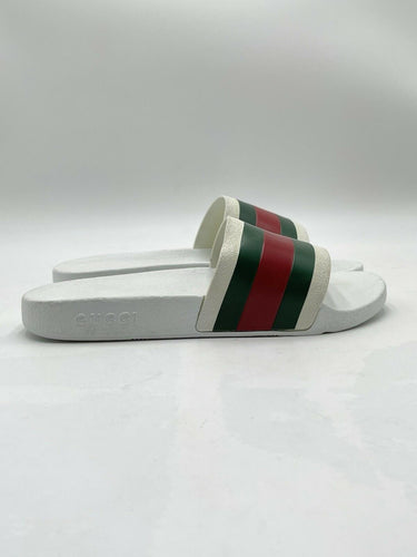 Gucci Pursuit pool slides green and red web strap Size 7 UK Gucci