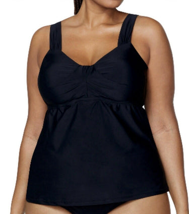 Raisins Curve Plus Size Rimini Tankini Top - Black 20W Raisins