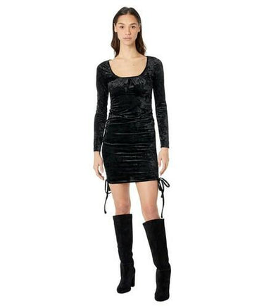 Madden Girl Long Sleeve Emma Dress with Ruching Black LG Madden Girl