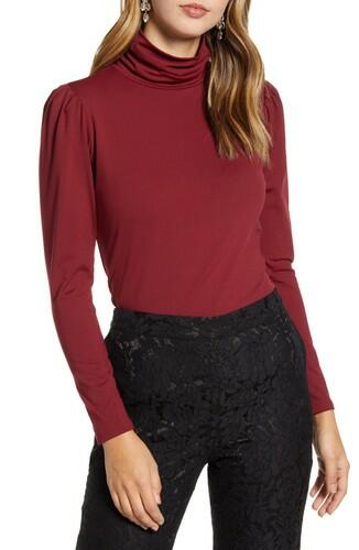 Women's Rachel Parcell Puff Shoulder Turtleneck, Size X-Large - Red Rachel Parcell