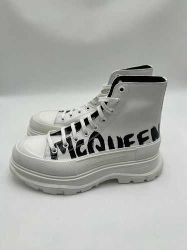 Alexander McQueen Tread Slick Boot in Optic White graffiti logo print Size 44 Alexander McQueen