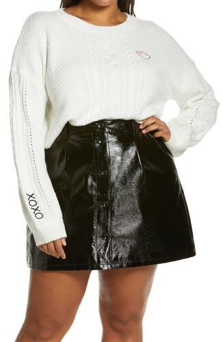 BP. Embroidered Sweater in Ivory Heart Size 1X BP.