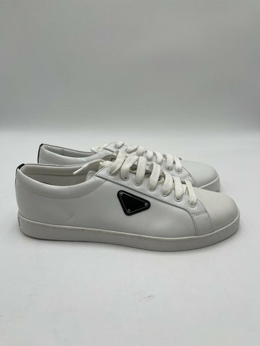 Men's Prada brushed White leather low-top Lace up sneakers Size 9UK PRADA