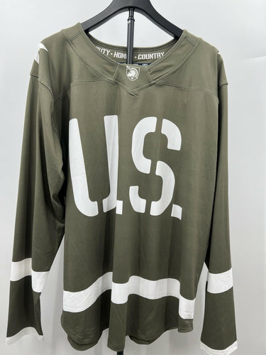 States & Co Army Hockey Jersey Mens Olive Green U.S. Military Long Sleeve XL Army