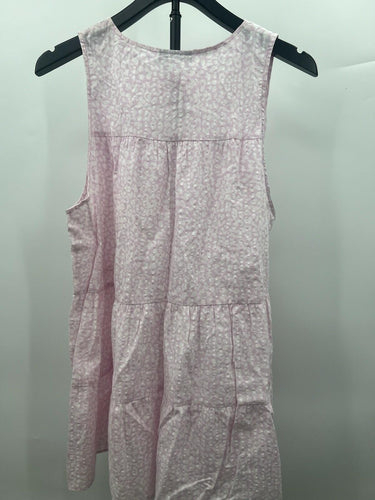 Topshop Pink Leopard Tiered Mini Dress Sleeveless Tie Neck - US 12