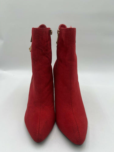 Bellini Red Suede Ankle Booties Double Gold Zipper Stiletto Size 9