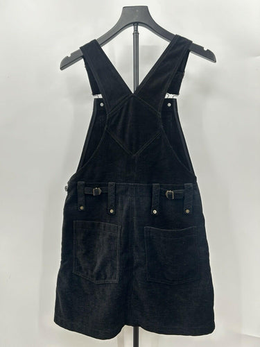McQ Major dungaree Woman’s dress V-neck, gold eyelets front zip Size 40