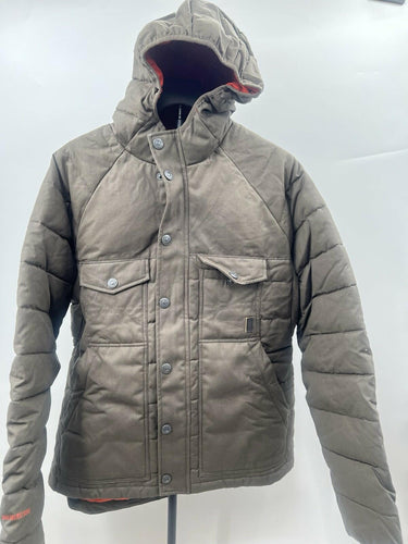 Brothers/Sons Men's Olive Khaki Quilted Hooded Puffer Jacket Snap Button M Brother & Son