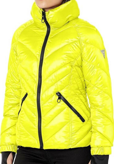 NWD GUESS Women's Puffer Storm Cuffs Jacket Neon Size L GUESS
