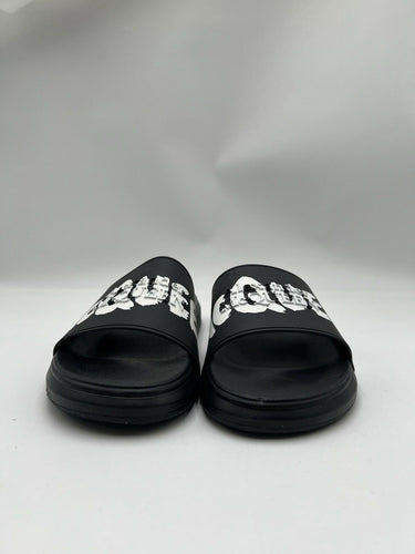 Alexander McQueen Graffiti Logo black rubber pool slide Size 42 M Alexander Mcqueen
