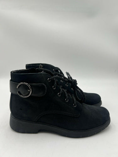 Munro FINNLEY Black Suede Combat Ankle Boot Womens SIZE 7 N Munro