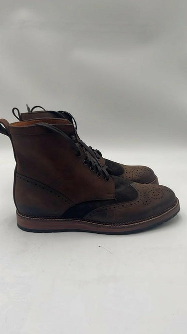 CIRCLE G MEN'S OXFORD ROUND TOE COMBAT BOOTS BROWN LEATHER SIZE 9M Circle G