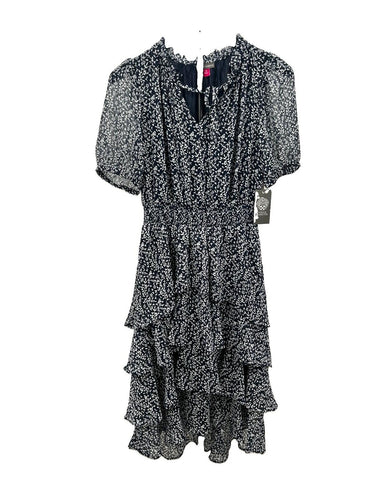 Vince Camuto Blue White Crossover Flutter Sleeve Tiered Dress Neutral Size XS Vince Camuto