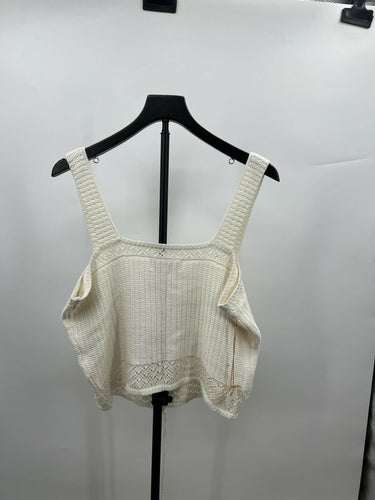 NWOT Shyanne Ivory Knit Crop Top Lace Up Front Western Boho Country Festival XL Shyanne