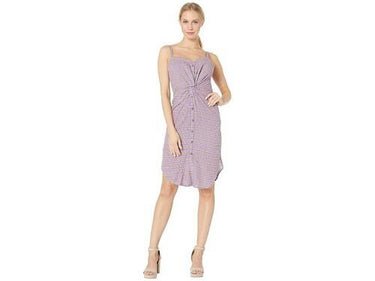 J.O.A. Checked Dress with Knot Detail (Purple Plaid) Women's Dress Size S J.O.A.