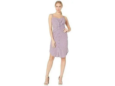J.O.A. Checked Dress with Knot Detail (Purple Plaid) Women's Dress Size S J.O.A.