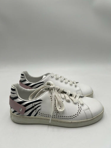Valentino White Perforated Leather Lace Up Low Top Backnet Sneakers Size 36.5 Valentino