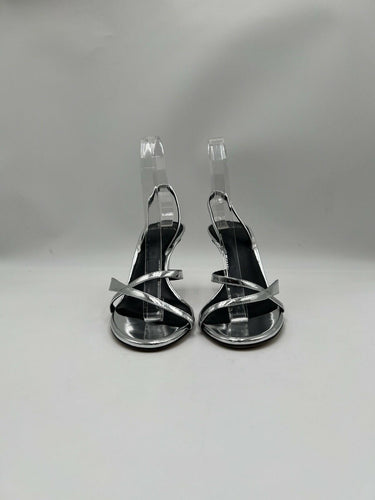 Alexandre Birman Tita 85mm Silver leather slingback sandals Size 38