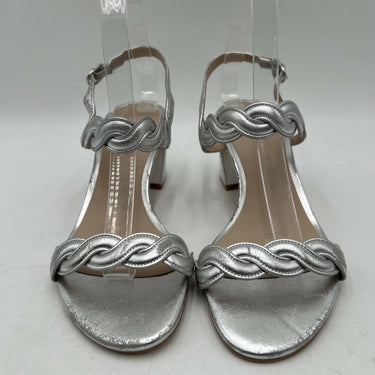 Women’s Stuart Weitzman Twistie Silver Leather Block Sandal Size 7B Stuart Weitzman