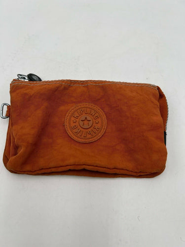 Kipling Pouch Wallet Orange Nylon Zip Tri-Fold Wristlet Clutch Small Kipling