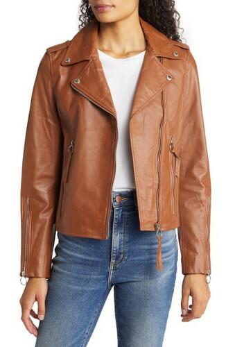 Sam Edelman Leather Moto Jacket in Cognac Size X-Large Sam Edelman