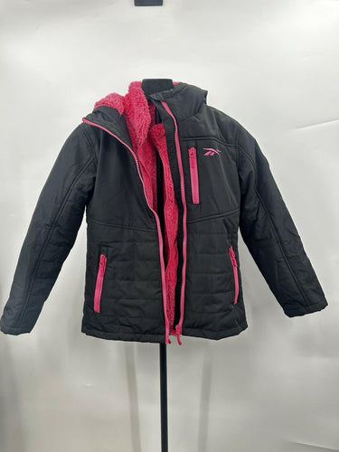Reebok 3-in-1 system jacket girls Removable Fuzzy Liner Size 7/8 Hooded Reebok