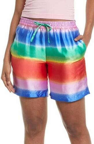 BP. Satin Shorts in Red Multi Rainbow Ombre Size 2XL BP. BE PROUD