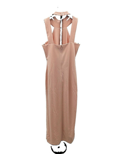 Bebe Woman’s blush pink halter maxi dress Cutout Straight Silhouette Size 6