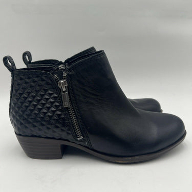 Women’s Lucky Brand Basel Black Leather Side Zip Ankle Booties Size 6W Lucky Brand