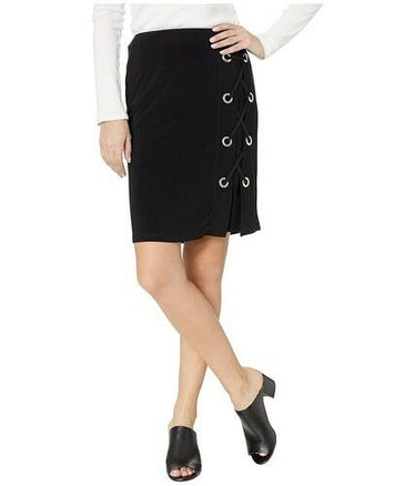 Tribal Pack And Go Travel Jersey Lace-up Skirt W/eyelet Detail Black Size M AND