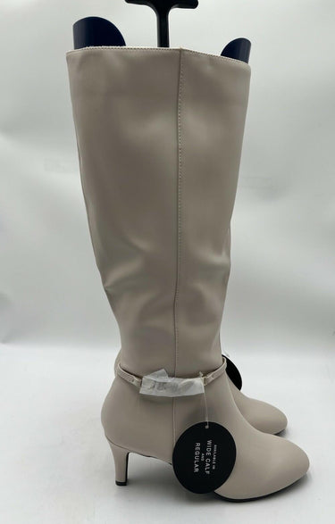 HannaP White Tall Boot Womens Kitten Heel Ankle Strap Size 9M HannaP